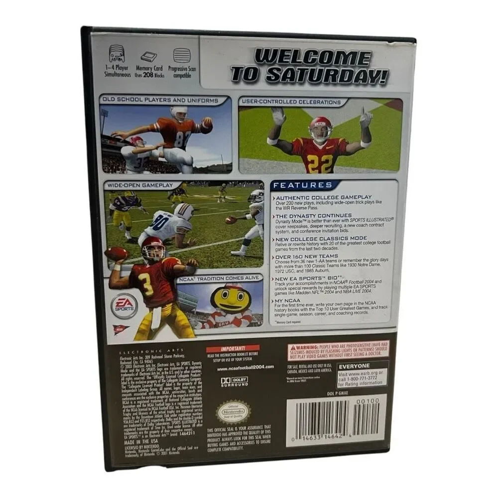 Nintendo GameCube EA Sports NCAA Football 2004 Video Game Disc With Case OS